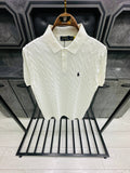Cable-Knit Cotton Polo T-shirt