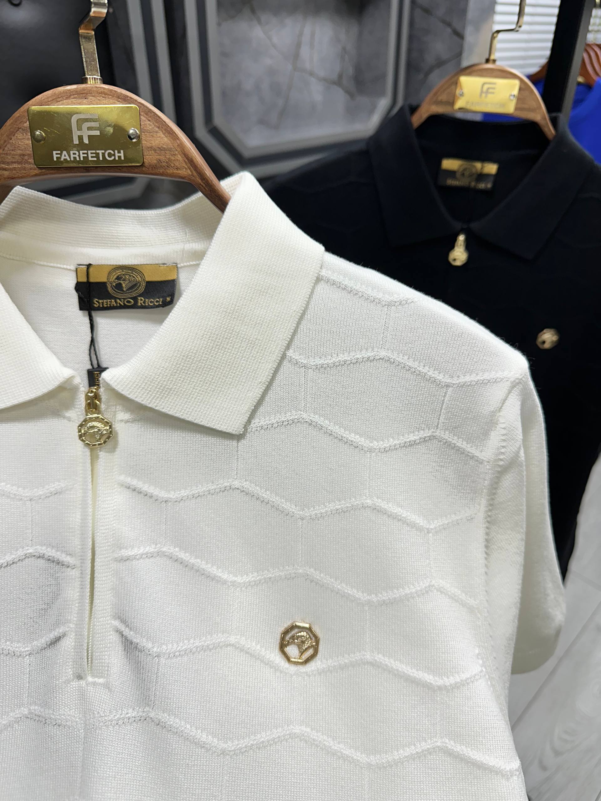 STEFANO RICCI Cotton knit zip polo