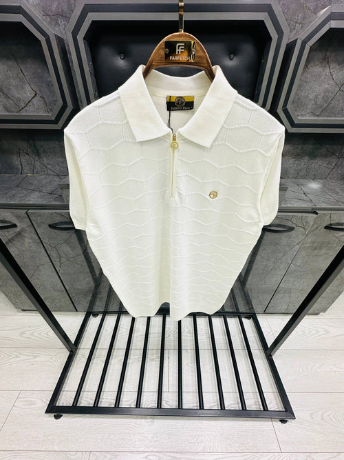STEFANO RICCI Cotton knit zip polo
