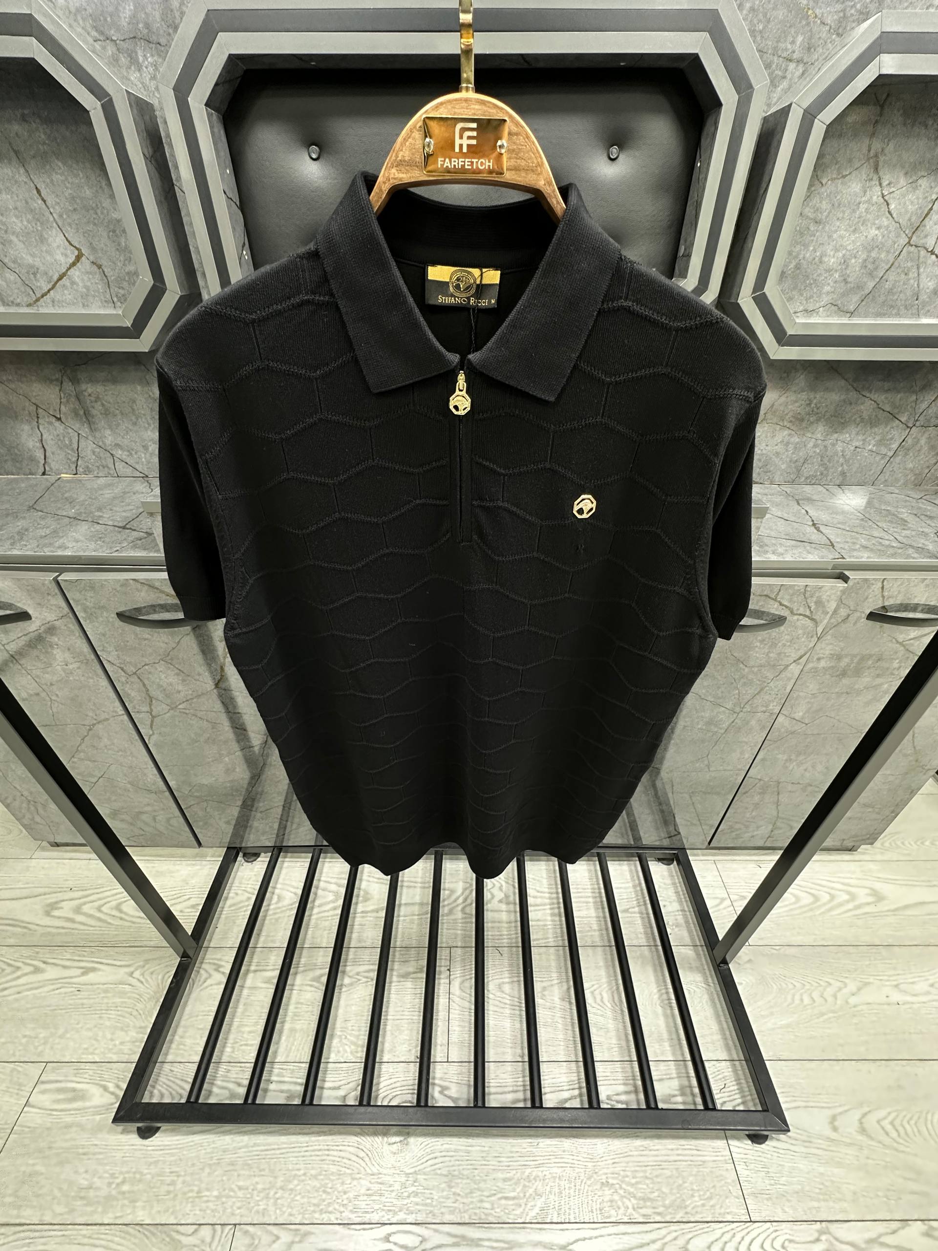 STEFANO RICCI Cotton knit zip polo