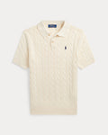 Cable-Knit Cotton Polo T-shirt